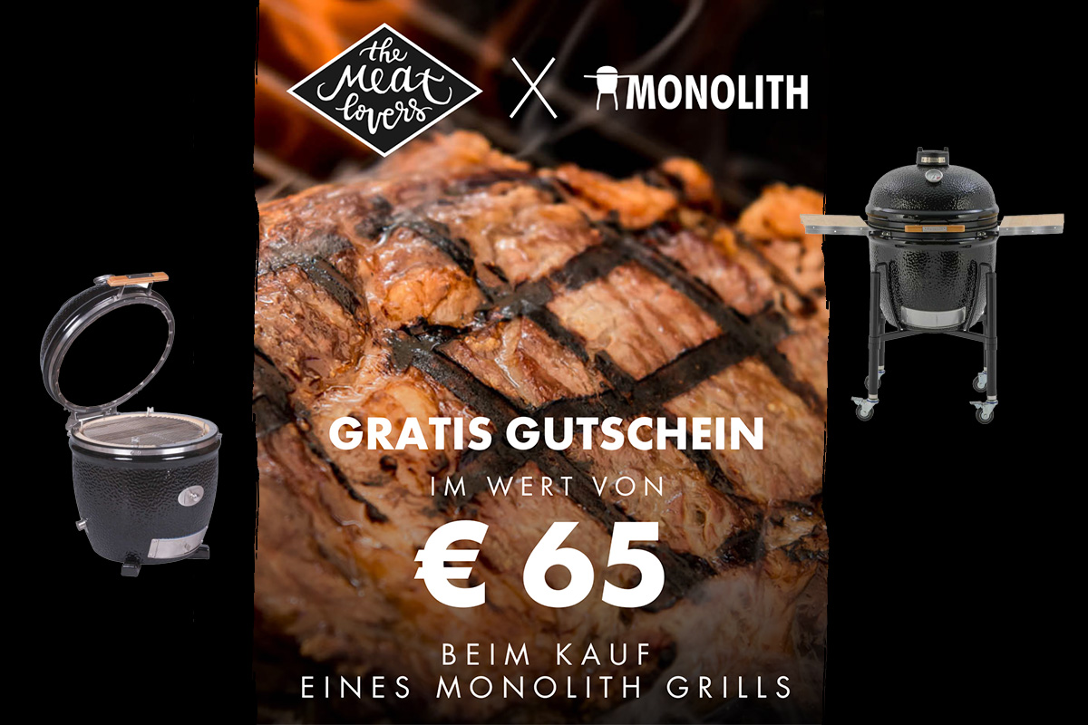Sichert Euch beim Kauf eines Monolith Kamado Grills einen 65€ Gutschein für The Meatlovers